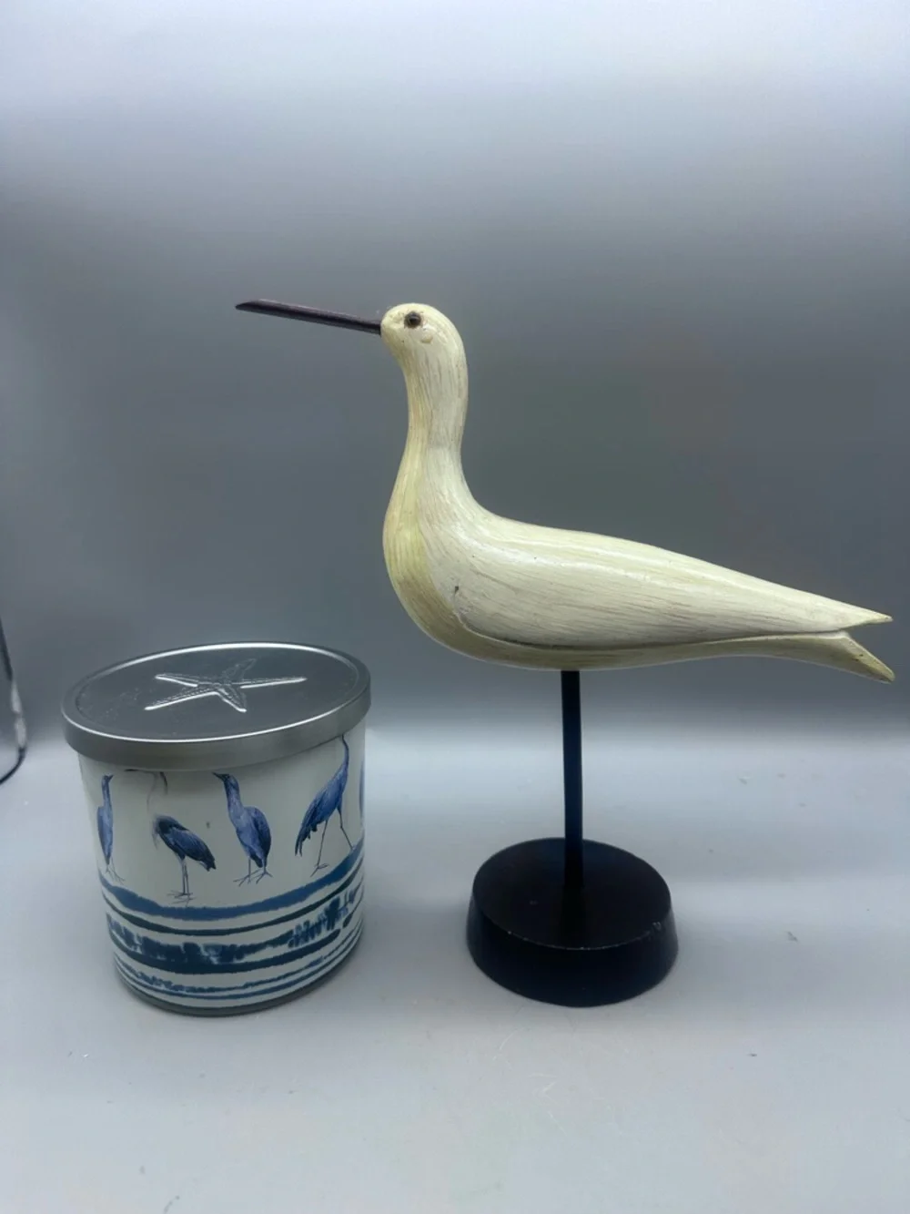 Sun and Sea blue Orchid candle Shoreline wooden bird set